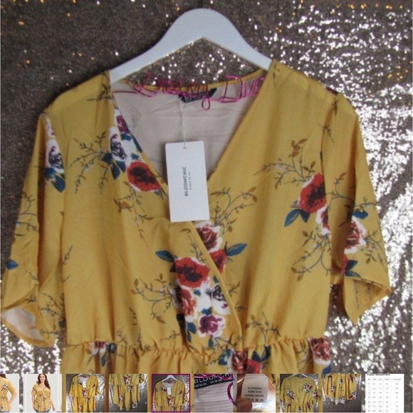 BloomChic Yellow Puff Sleeve Wrap Blouse - Picture 4 of 12